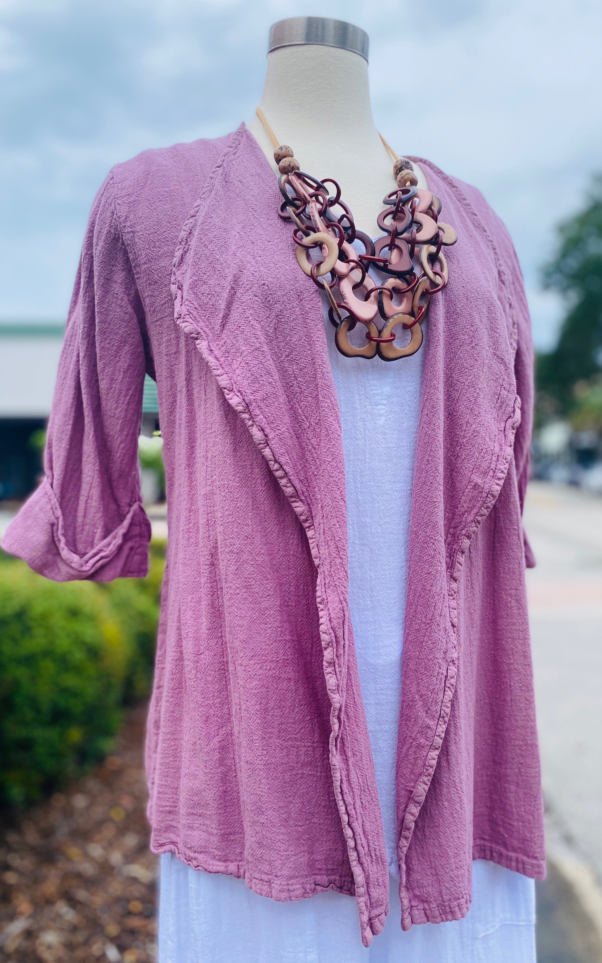 Jeanne Bolero Resort Wear Jacket 100% Cotton Gauze in 2 (L/XL) view 22 - Summer Outfit Idea - Gauze Jacket (bottom)