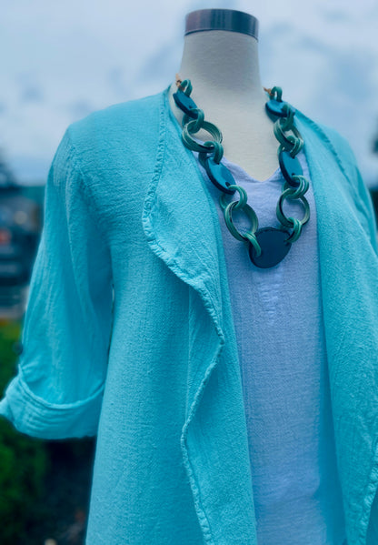 Jeanne Bolero Resort Wear Jacket 100% Cotton Gauze in 2 (L/XL) view 24 - Summer Outfit Idea - Gauze Jacket (bottom)