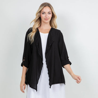 Jeanne Bolero Resort Wear Jacket 100% Cotton Gauze in 0 (XS/S) view 3 - Summer Outfit Idea - Gauze Jacket (bottom)