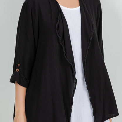 Jeanne Bolero Resort Wear Jacket 100% Cotton Gauze in 0 (XS/S) view 5 - Summer Outfit Idea - Gauze Jacket (bottom)