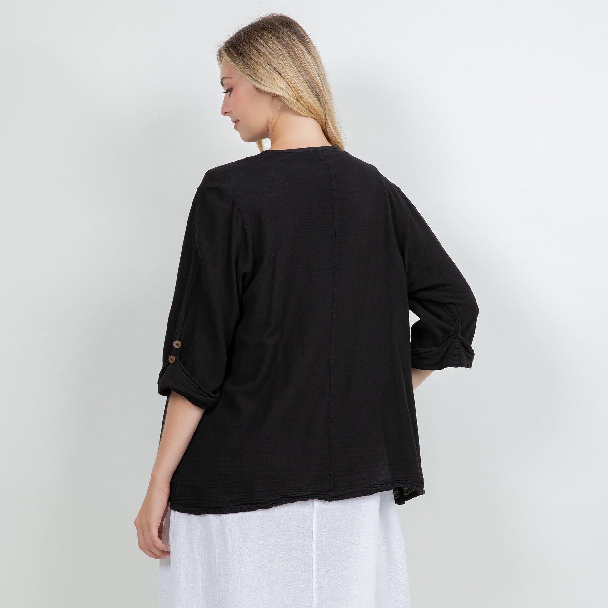 Jeanne Bolero Resort Wear Jacket 100% Cotton Gauze in 0 (XS/S) view 8 - Summer Outfit Idea - Gauze Jacket (bottom)