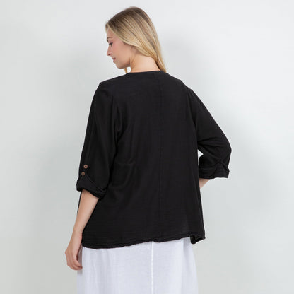 Jeanne Bolero Resort Wear Jacket 100% Cotton Gauze in 0 (XS/S) view 8 - Summer Outfit Idea - Gauze Jacket (bottom)