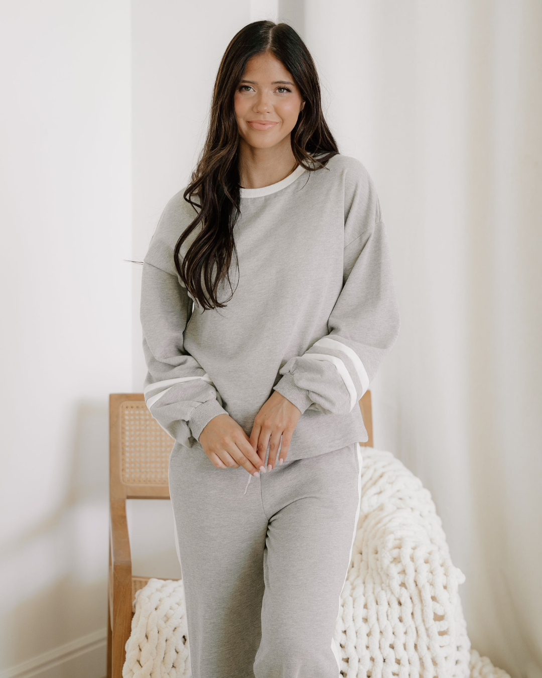jordyn varisty long Jordyn Varisty Long Sleeve Pullover and Pants Set - Gray view 3 (bottom) - shop at us.meeeshop