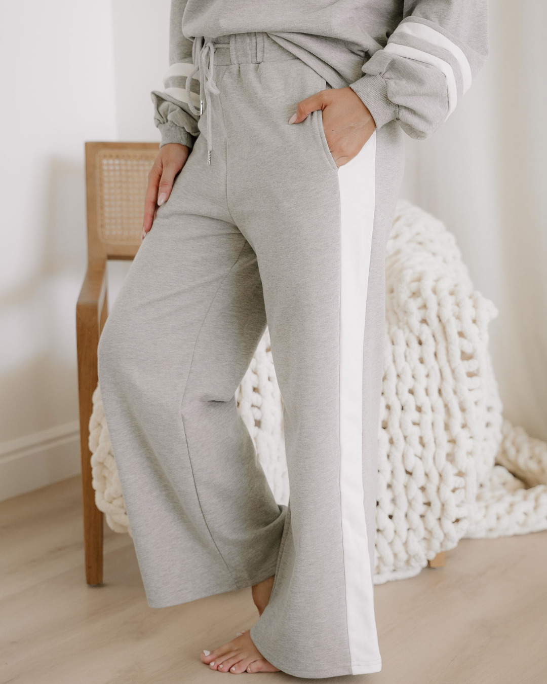 jordyn varisty long Jordyn Varisty Long Sleeve Pullover and Pants Set - Gray view 4 (bottom) - shop at us.meeeshop