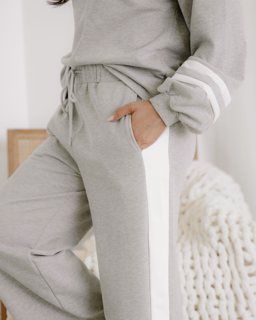 jordyn varisty long Jordyn Varisty Long Sleeve Pullover and Pants Set - Gray view 6 (bottom) - shop at us.meeeshop