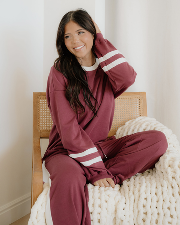 Jordyn Varsity Pullover Drawstring Wide Leg Pant Set in M view 2 - Jordan Varsity Pullover Hoodie (top)