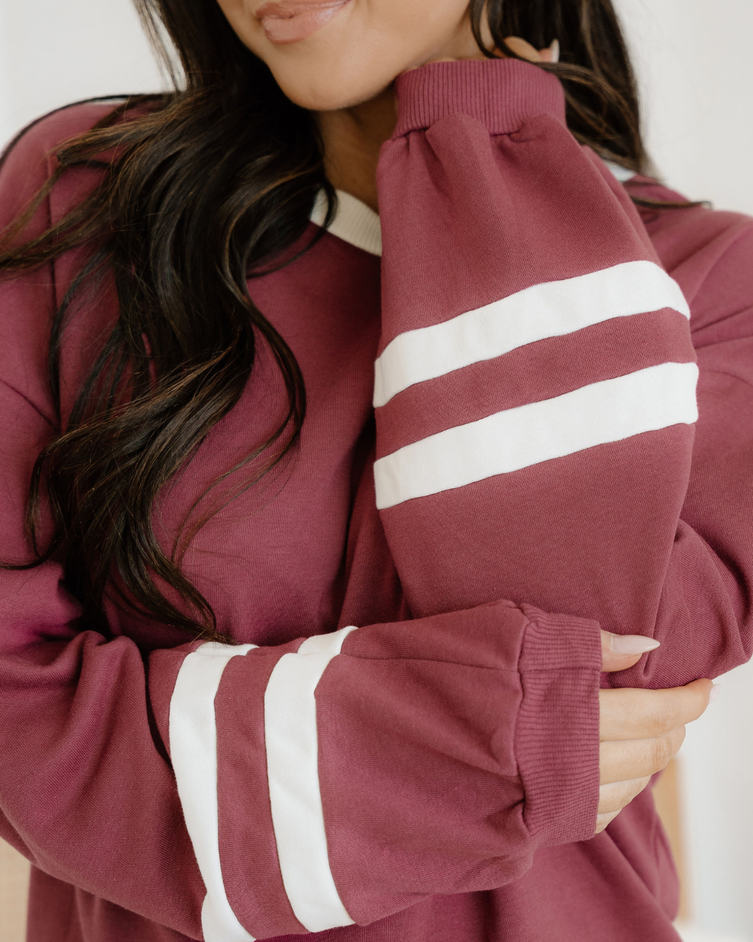 Jordyn Varsity Stripe Drawstring Wide Leg Pant Set - Mineral Red view 6 (bottom) - jordan varsity red,  - shop at us.meeeshop