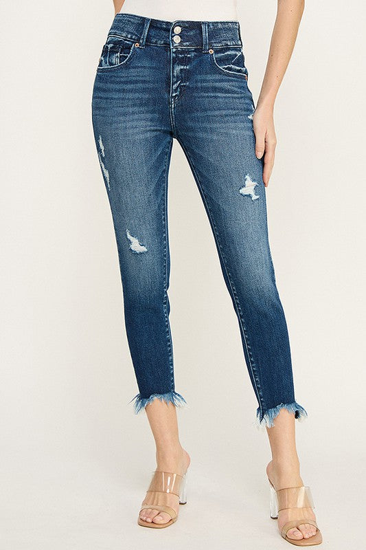Josephine High Rise Ankle Skinny with Double Button Jeans in 3 (25) view 2 - High-Waisted (bottom)