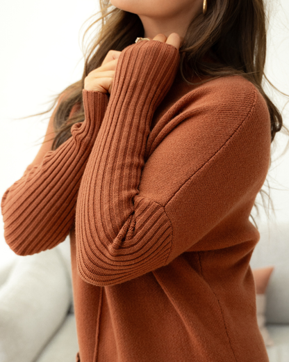 Josephine Sweater Dress in Chestnut view 4 - Dress Sweater