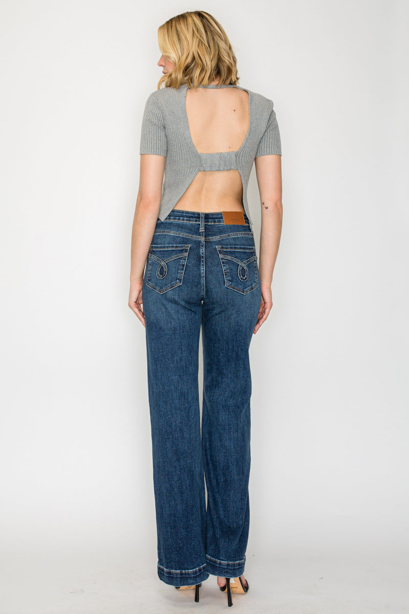 Josephine Tummy Control High Rise Relaxed Holly Flare Jeans in 5 (26) view 3 - High-Waisted (bottom)