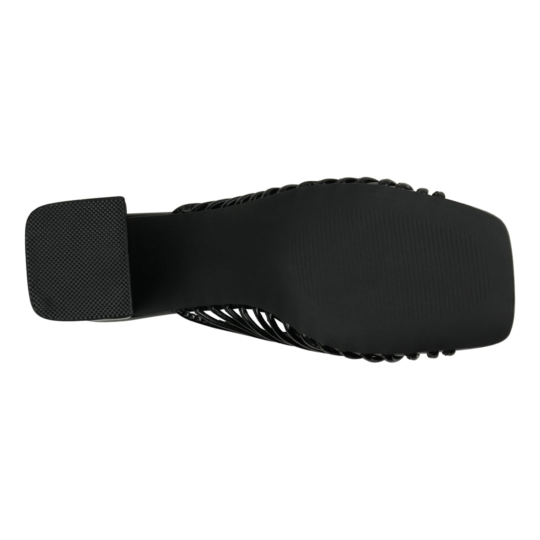 Josie Black Strappy Heeled Sandals Black view 3 (shoe) - josie sandal black croc embossed leather, josi - shop at us.meeeshop