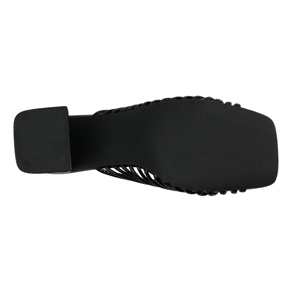 Josie Black Strappy Heeled Sandals Black view 3 (shoe) - josie sandal black croc embossed leather, josi - shop at us.meeeshop