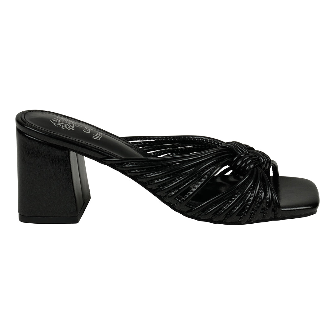 Josie Black Strappy Heeled Sandals Black view 4 (shoe) - josie sandal black croc embossed leather, josi - shop at us.meeeshop