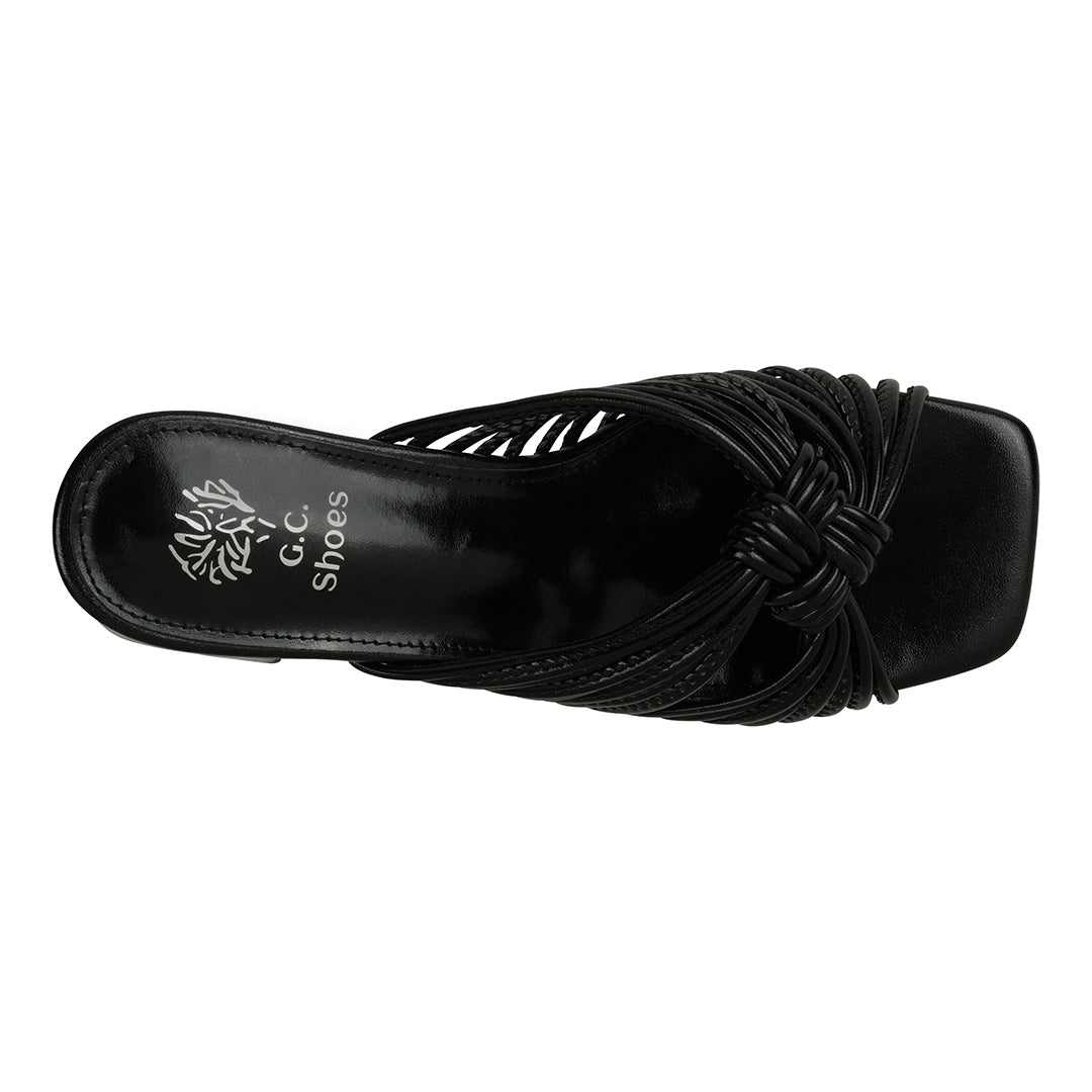 Josie Black Strappy Heeled Sandals Black view 5 (shoe) - josie sandal black croc embossed leather, josi - shop at us.meeeshop