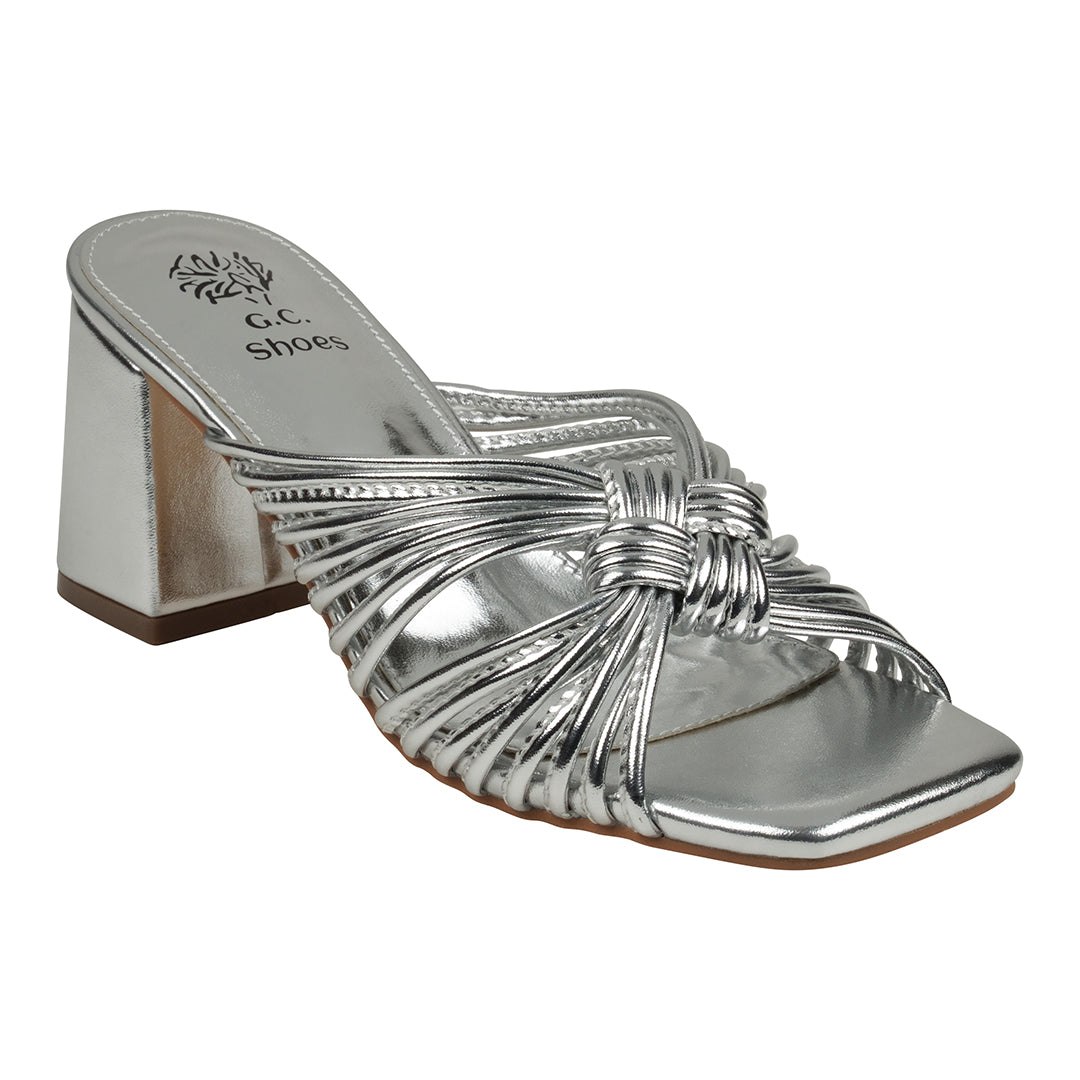 Josie Silver Strappy Heeled Sandals Silver (shoe) - josie sandals, josie slide sandal, josie chain sand - shop at us.meeeshop