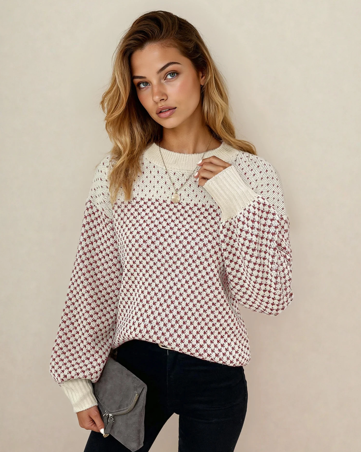 judith sleeve knit Judith Sleeve Knit Sweater - Red Red (layer) - shop at us.meeeshop
