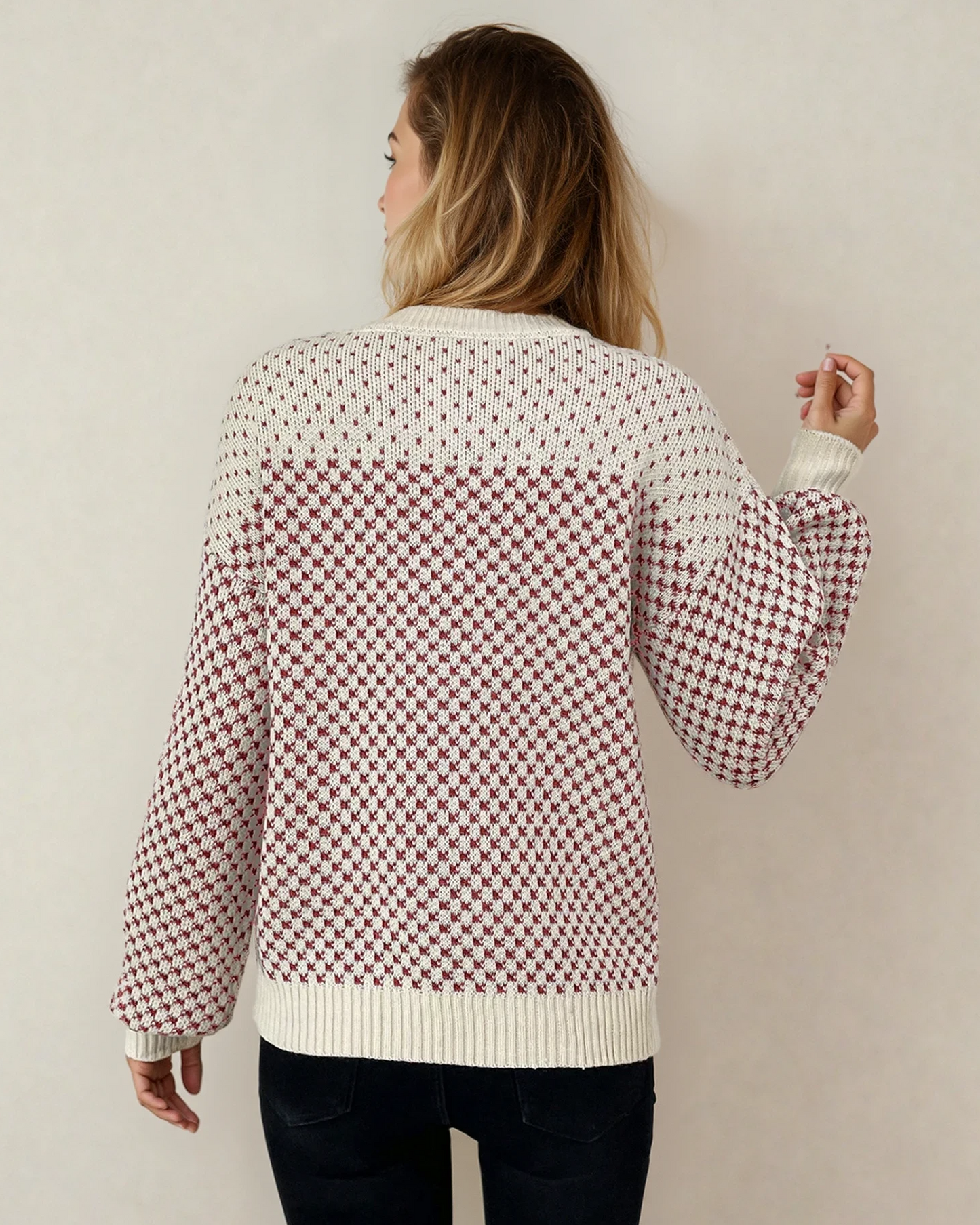 judith sleeve knit Judith Sleeve Knit Sweater - Red view 3 (layer) - shop at us.meeeshop