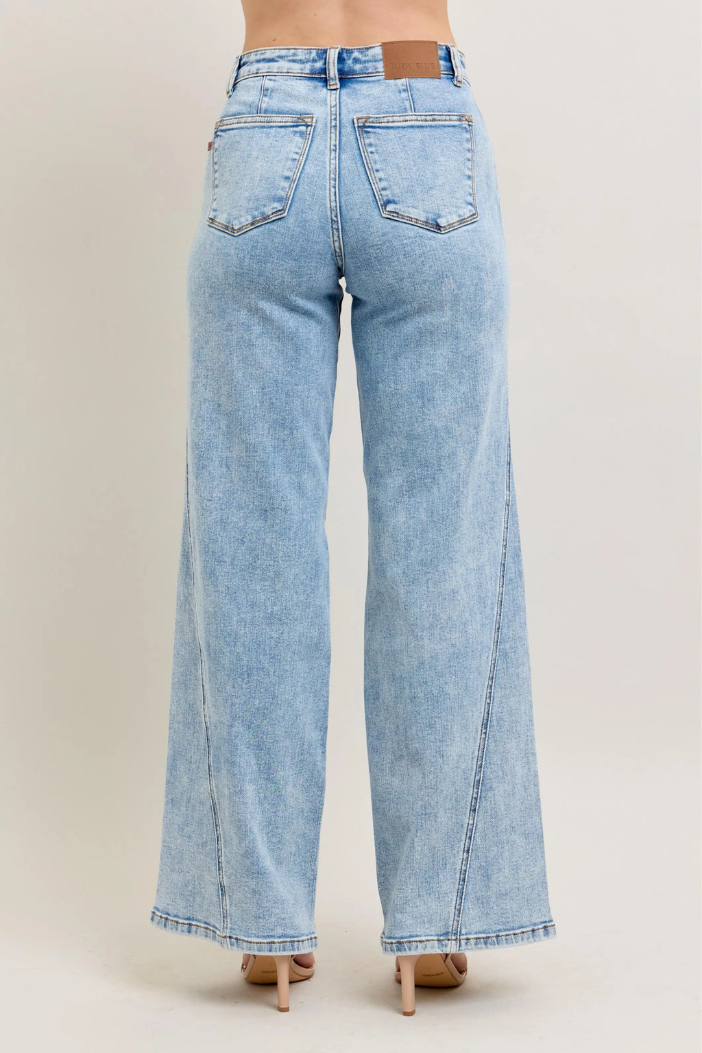 Judy Blue Full Size High Waist Wide Leg Jeans with Skewed Inseam plus Size LT view 6 (bottom) - shop at us.meeeshop