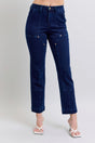 Judy Blue Full Size Hw Work Wear Knee Patch Straight Jeans plus Size