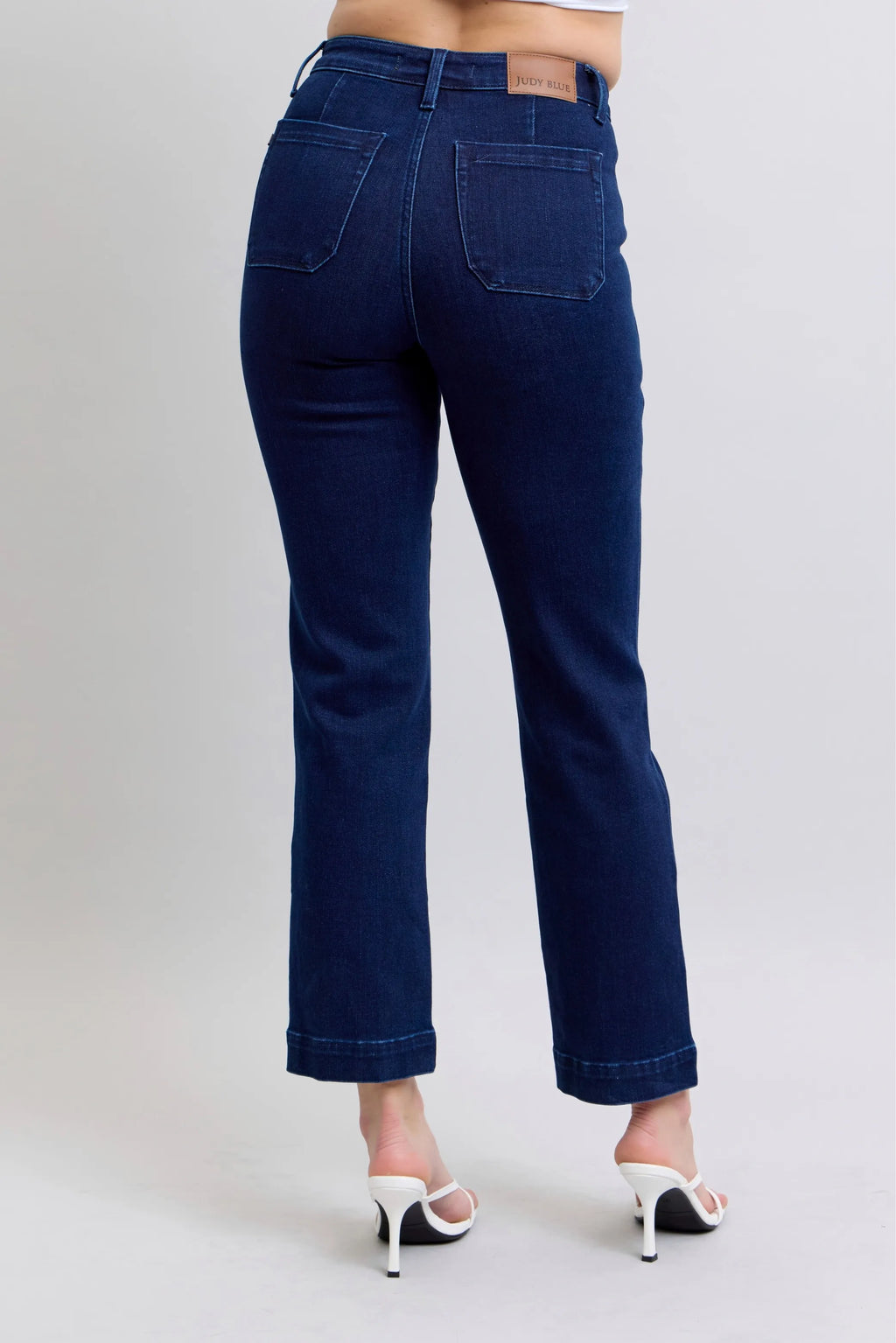 Judy Blue Full Size Hw Work Wear Knee Patch Straight Jeans plus Size DK view 5 (bottom) - judy jeans, j - shop at us.meeeshop
