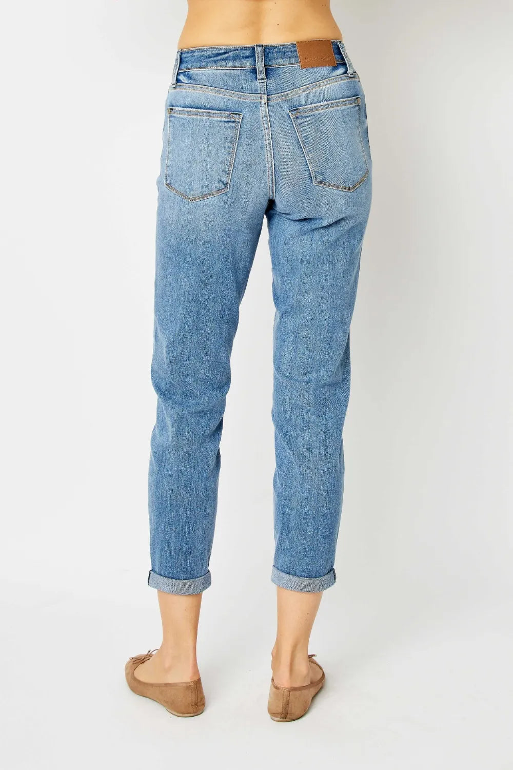 Judy Blue Full Size Cuffed Hem Slim Jeans - MeeeShop Women's Fashion