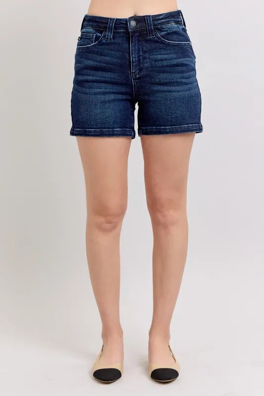 Judy Blue Full Size High Waist Back Flap Pocket Denim Shorts plus Size in MD - High-Waisted - Judy Size (bottom)