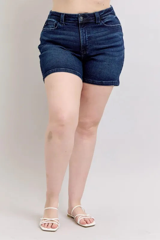 Judy Blue Full Size High Waist Back Flap Pocket Denim Shorts plus Size - MeeeShop Women's Fashion