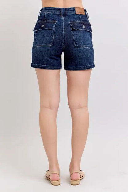Judy Blue Full Size High Waist Back Flap Pocket Denim Shorts plus Size - MeeeShop Women's Fashion