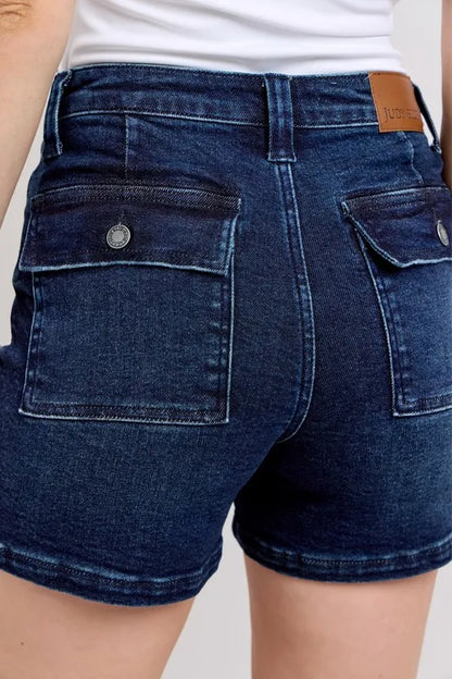 Judy Blue Full Size High Waist Back Flap Pocket Denim Shorts plus Size - MeeeShop Women's Fashion