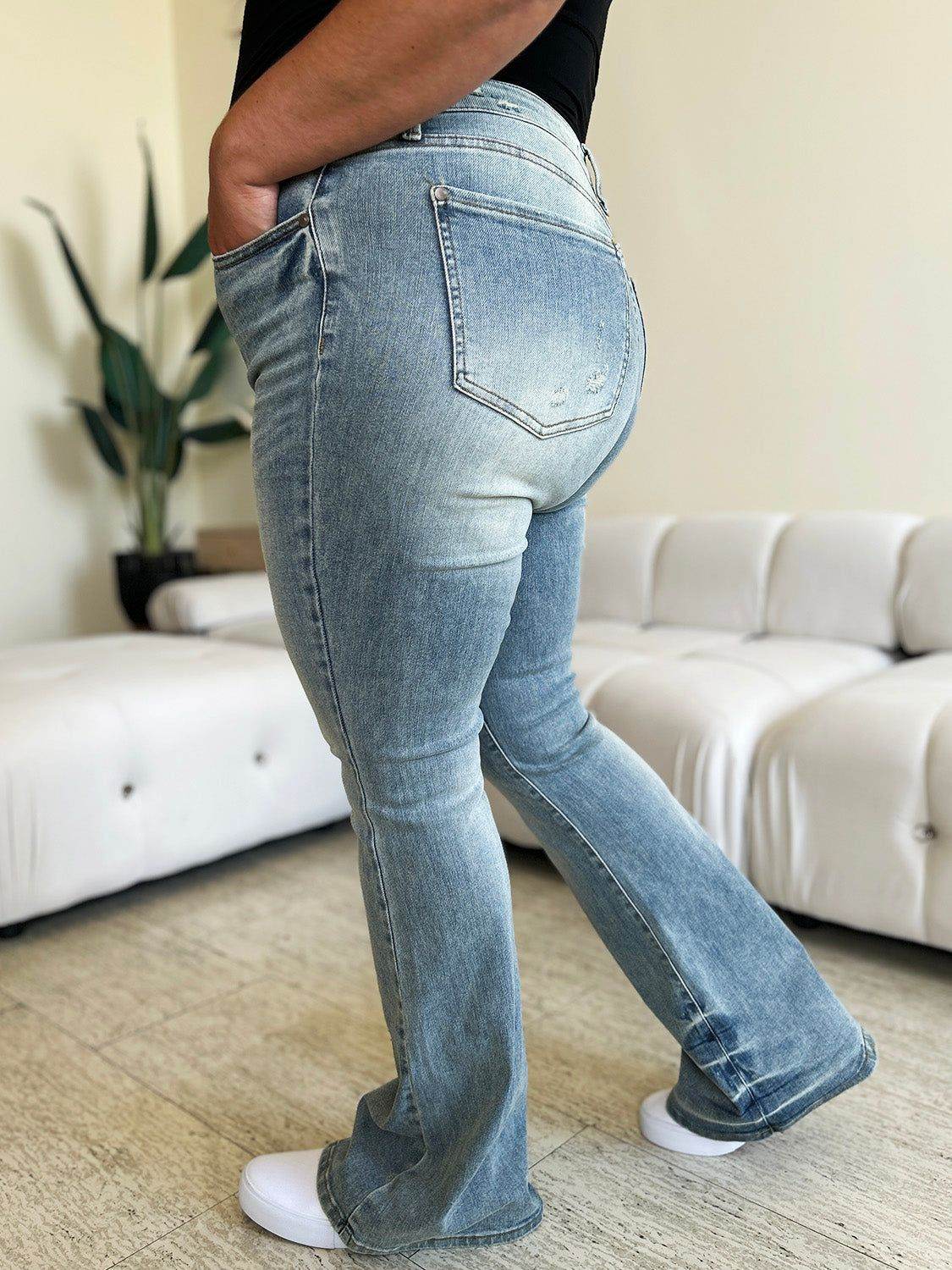 Judy Blue Full Size High Waist Flare Jeans - us.meeeshop