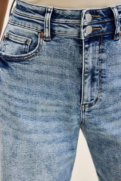 Judy Blue Full Size High Waist Marlow Arc Leg Jeans with Double Waistband plus Size in LT view 4 - High-Waisted