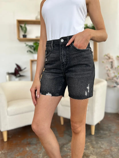 Judy Blue Full Size High Waist Rigid Magic Denim Shorts - MeeeShop Women's Fashion