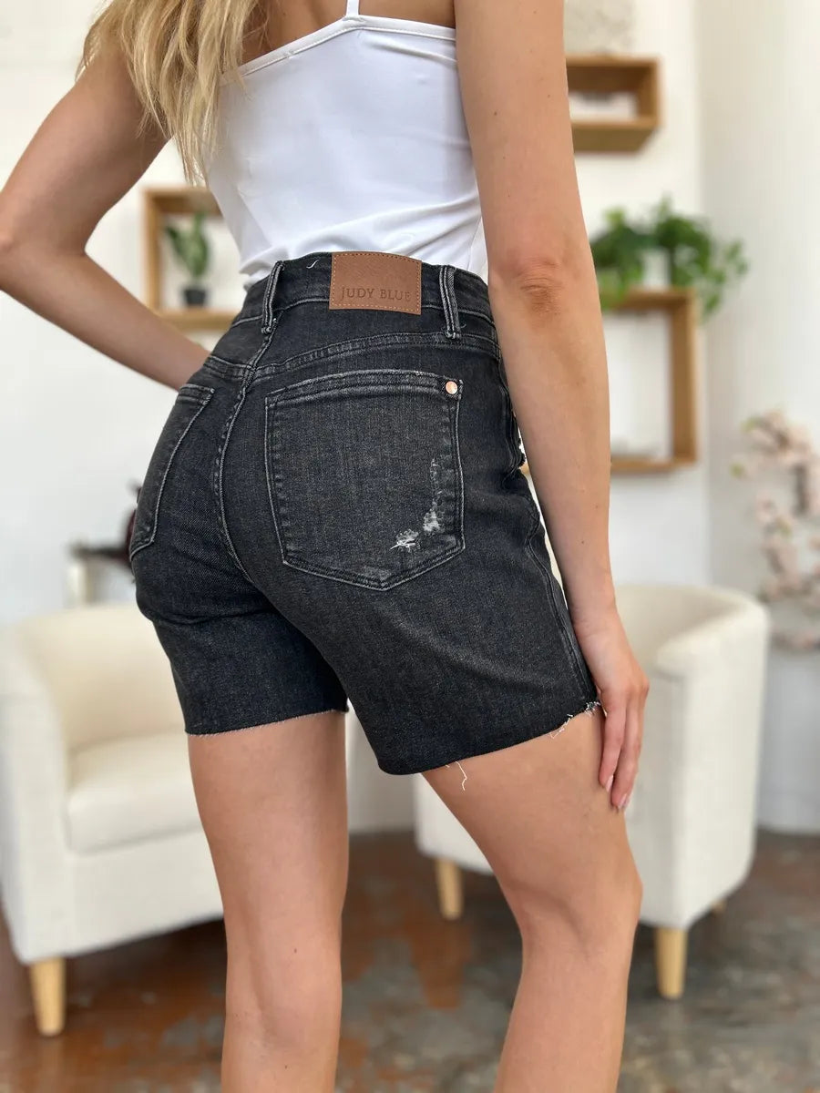 Judy Blue Full Size High Waist Rigid Magic Denim Shorts - MeeeShop Women's Fashion