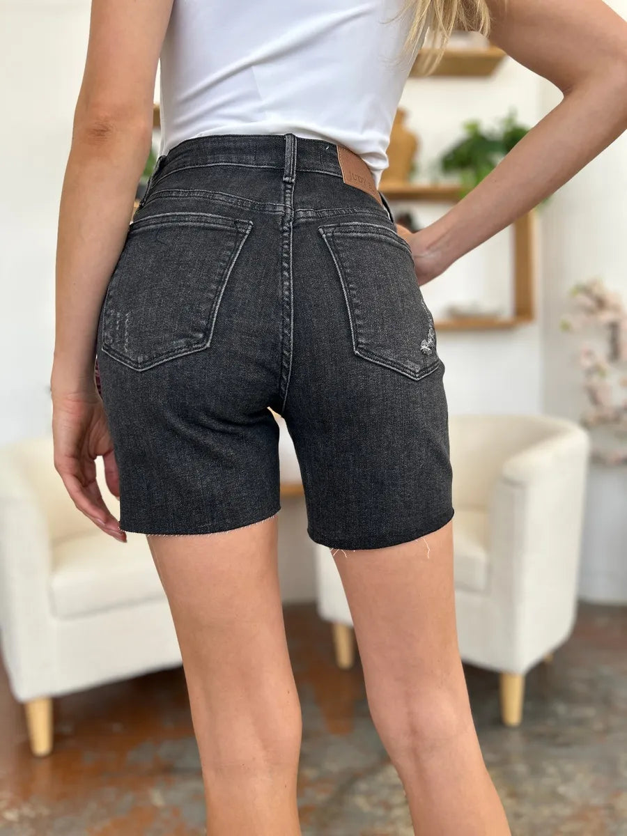 Judy Blue Full Size High Waist Rigid Magic Denim Shorts - MeeeShop Women's Fashion