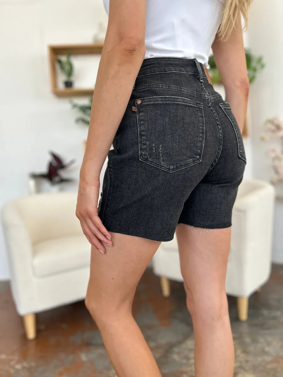 Judy Blue Full Size High Waist Rigid Magic Denim Shorts - MeeeShop Women's Fashion