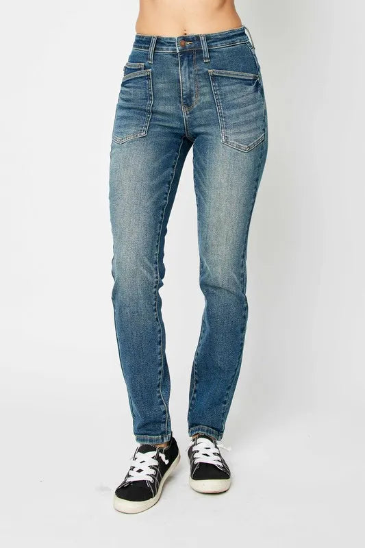 Judy Blue Full Size High Waist Skinny Jeans in Dark view 2 - High-Waisted - Judy Jeans (bottom)