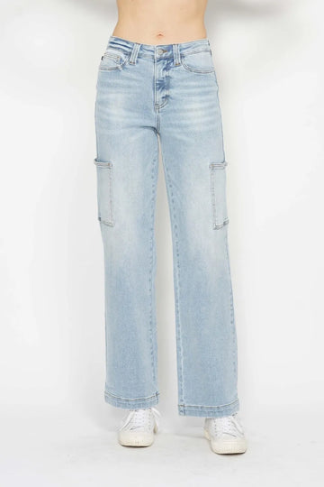 Judy Blue Full Size High Waist Straight Cargo Jeans - MeeeShop Women's Fashion