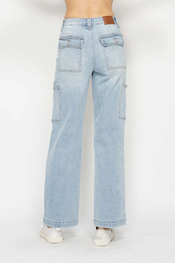Judy Blue Full Size High Waist Straight Cargo Jeans - MeeeShop Women's Fashion