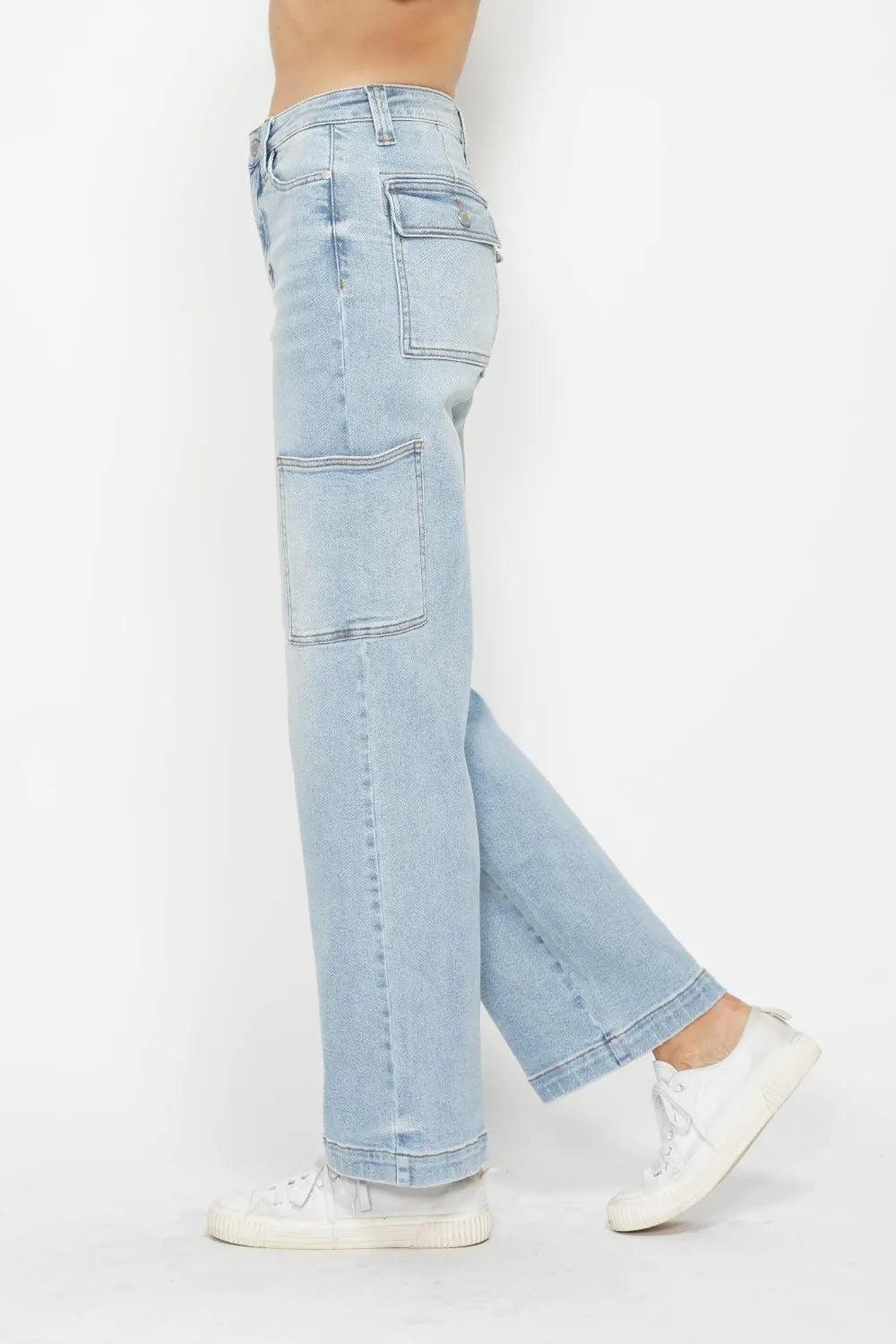 Judy Blue Full Size High Waist Straight Cargo Jeans - MeeeShop Women's Fashion