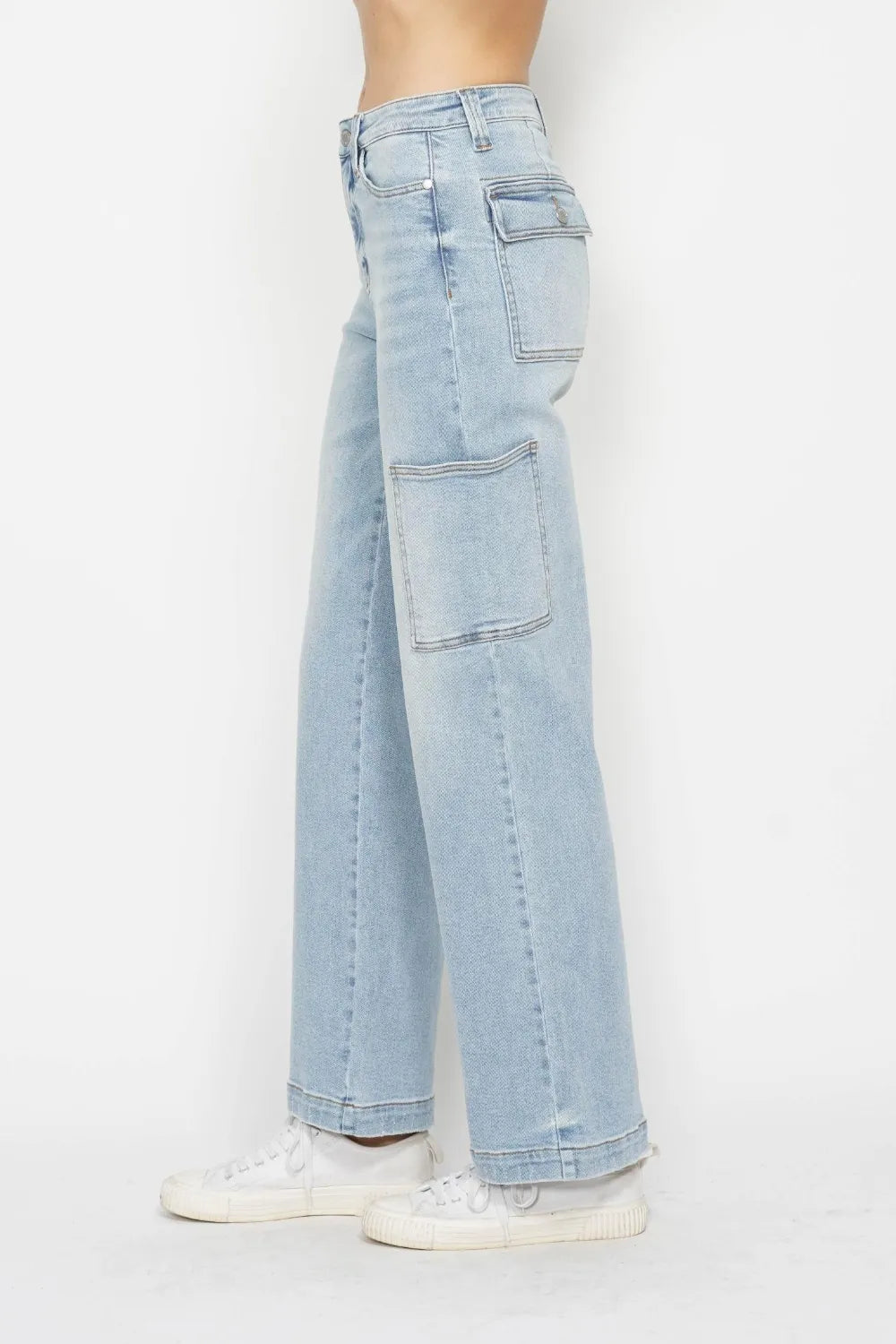 Judy Blue Full Size High Waist Straight Cargo Jeans - MeeeShop Women's Fashion