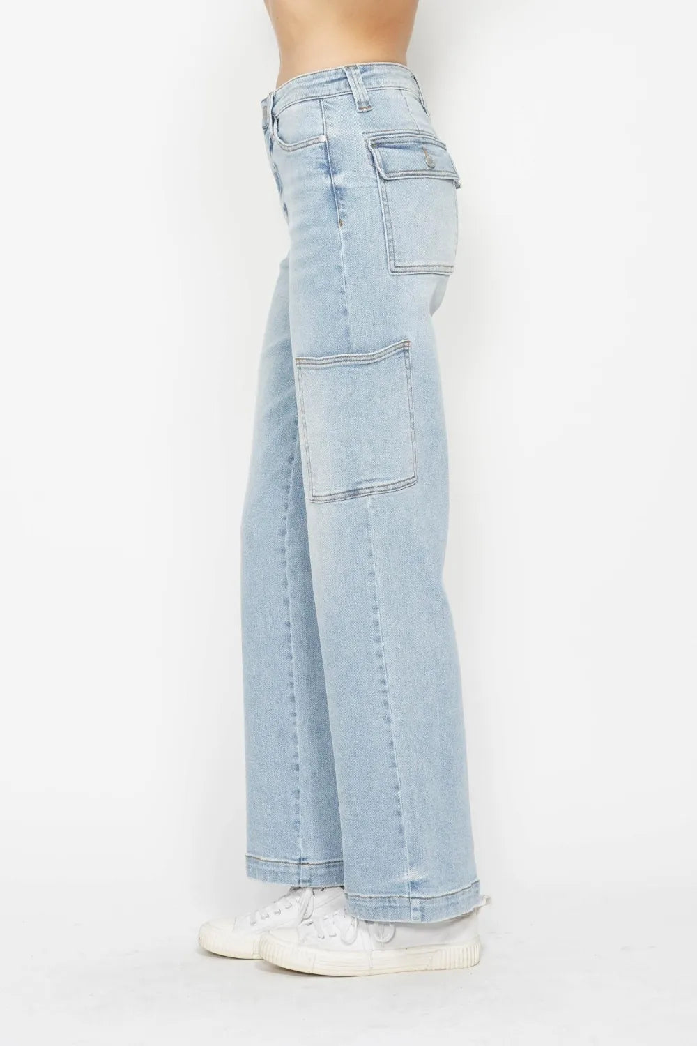 Judy Blue Full Size High Waist Straight Cargo Jeans - MeeeShop Women's Fashion