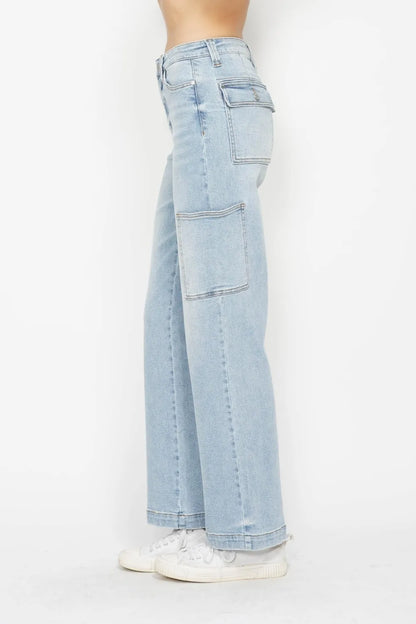 Judy Blue Full Size High Waist Straight Cargo Jeans - MeeeShop Women's Fashion