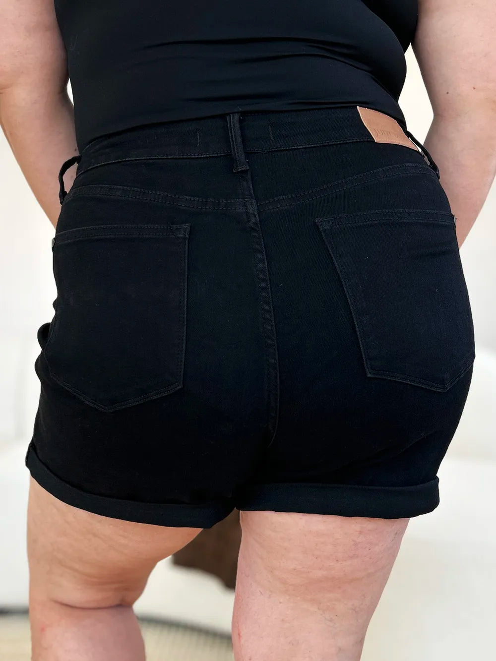Judy Blue Full Size High Waist Tummy Control Cuffed Denim Shorts - MeeeShop Women's Fashion