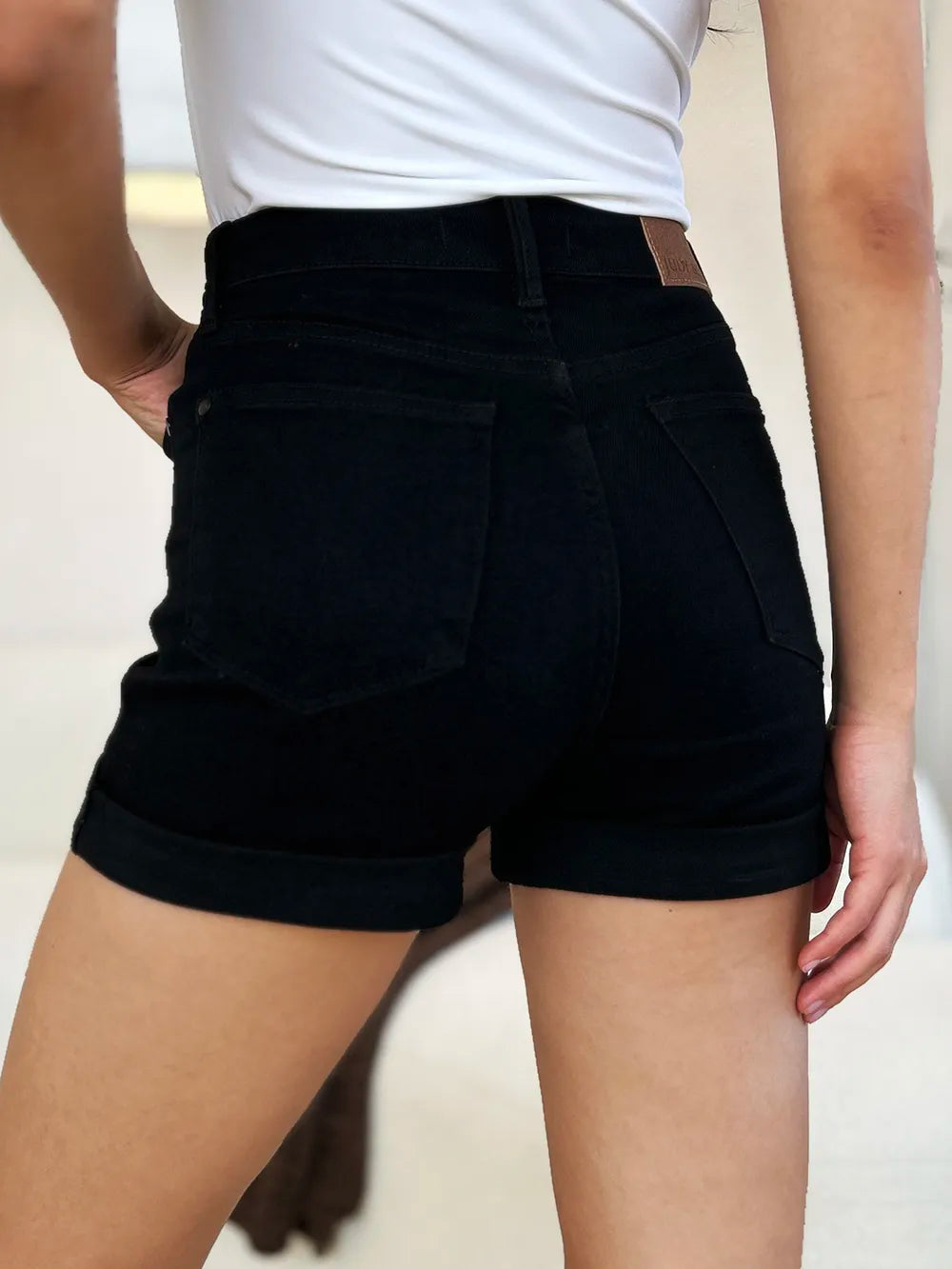Judy Blue Full Size High Waist Tummy Control Cuffed Denim Shorts - MeeeShop Women's Fashion