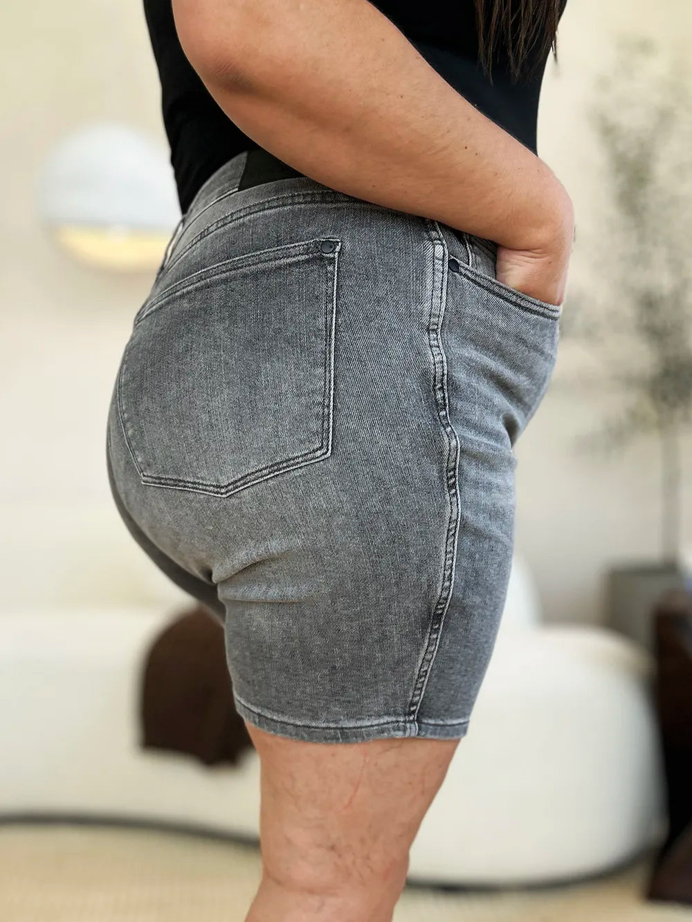 Judy Blue Full Size High Waist Washed Denim Shorts - MeeeShop Women's Fashion