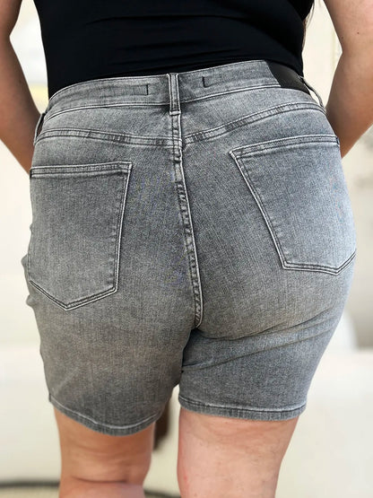 Judy Blue Full Size High Waist Washed Denim Shorts - MeeeShop Women's Fashion