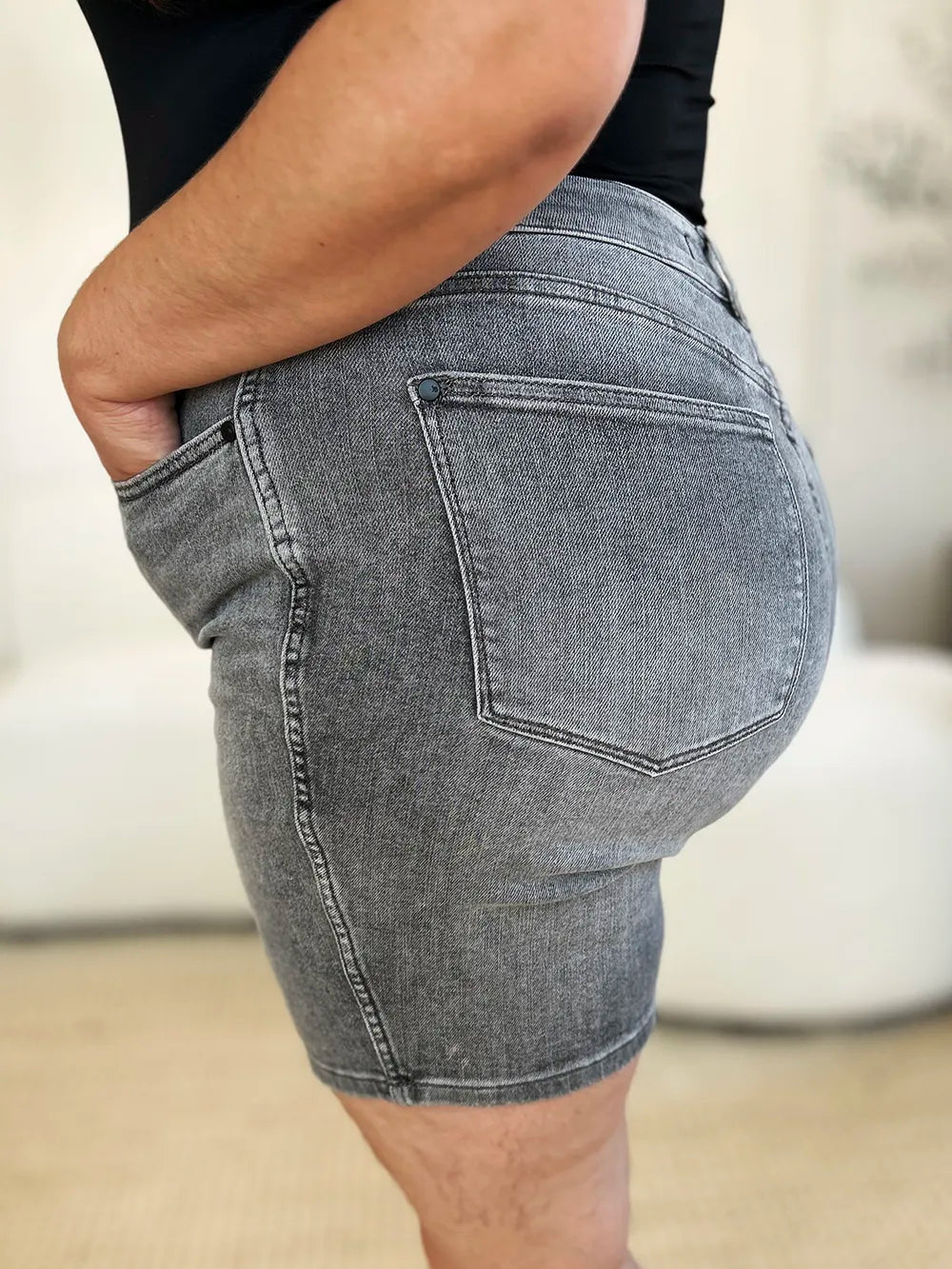 Judy Blue Full Size High Waist Washed Denim Shorts - MeeeShop Women's Fashion