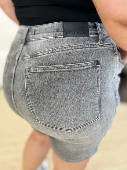 Judy Blue Full Size High Waist Washed Denim Shorts - MeeeShop Women's Fashion