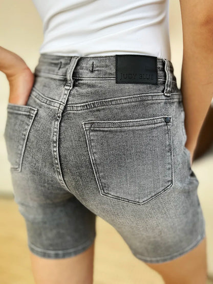 Judy Blue Full Size High Waist Washed Denim Shorts - MeeeShop Women's Fashion