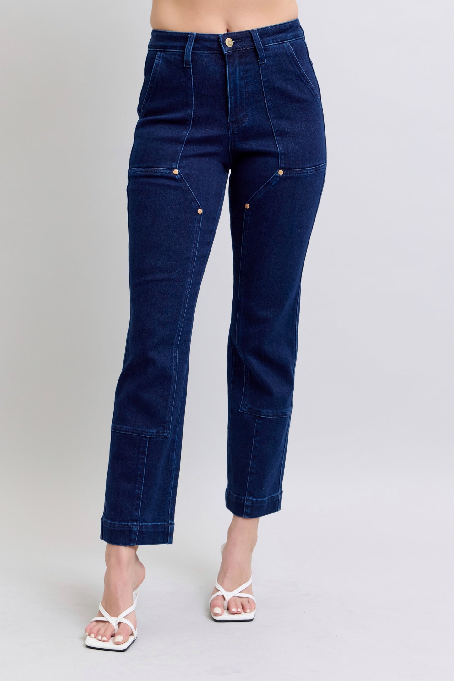 Judy Blue Full Size Hw Work Wear Knee Patch Straight Jeans plus Size view 11 - Curvy Fit - Judy Blue Work Jeans
